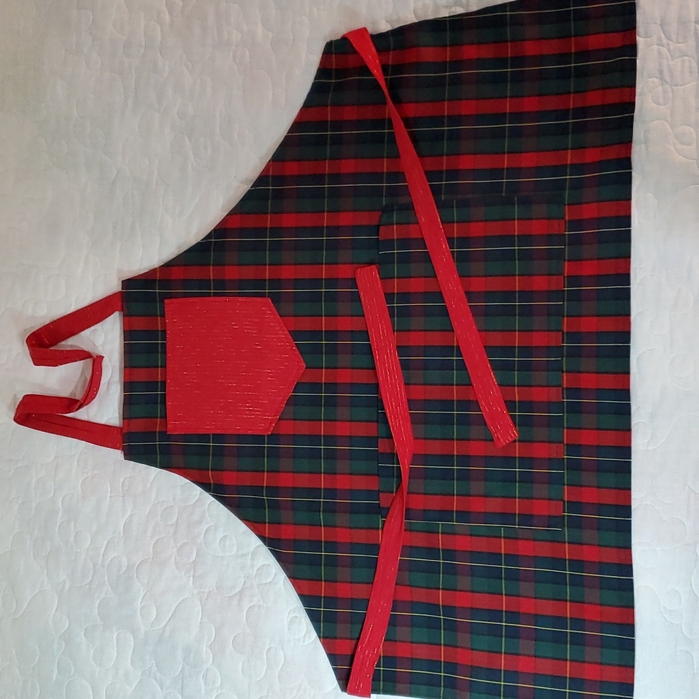 Handmade Plaid Festive Kitchen Apron